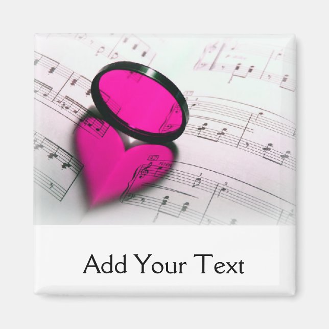 Pink Heart Reflection on Sheet Music Magnet (Front)