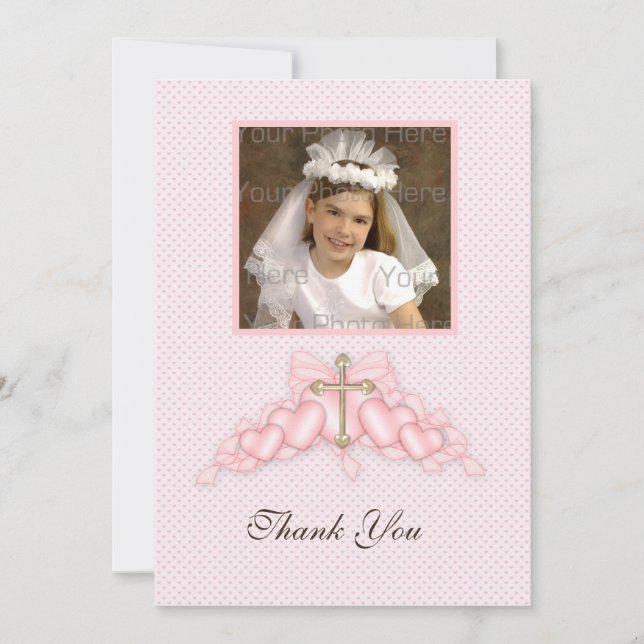 Pink Heart Religious Photo Card (Front)