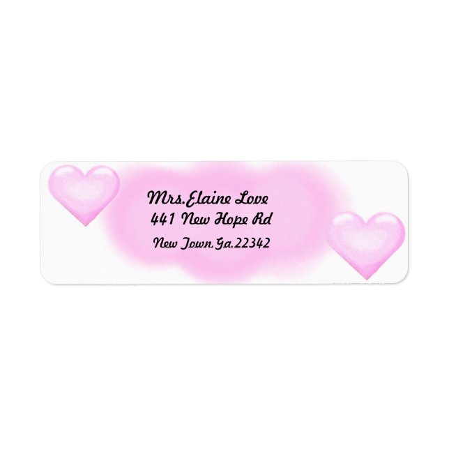 Pink Heart Return address Lables Label (Front)