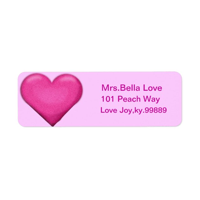 Pink Heart Return address Lables Label (Front)