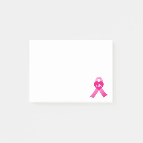 Pink Heart Ribbon Breast Cancer Awareness Custom Post_it Notes