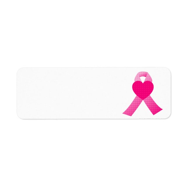 Pink Heart Ribbon Breast Cancer Awareness Label (Front)