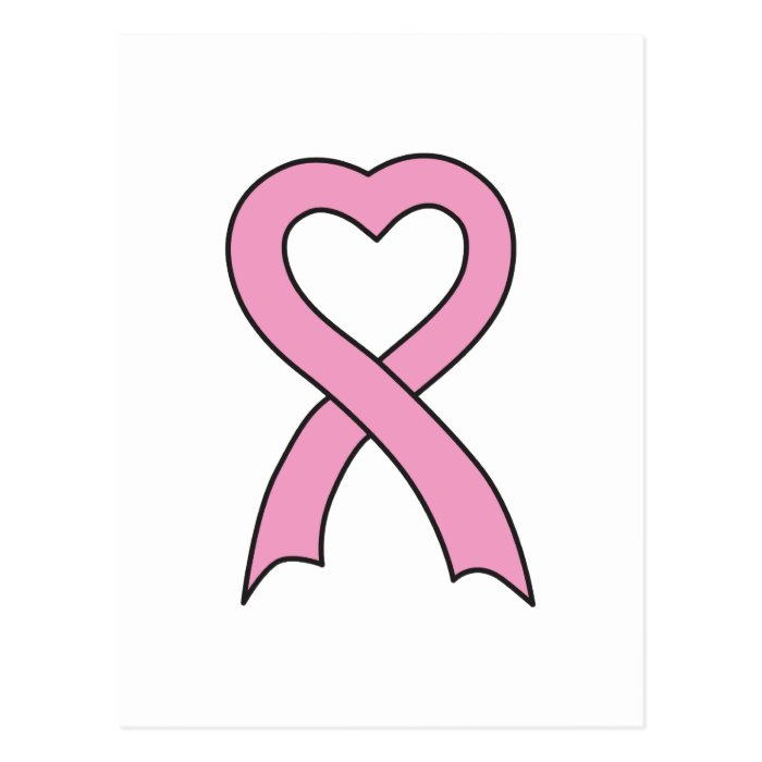 Pink Heart Ribbon Postcard