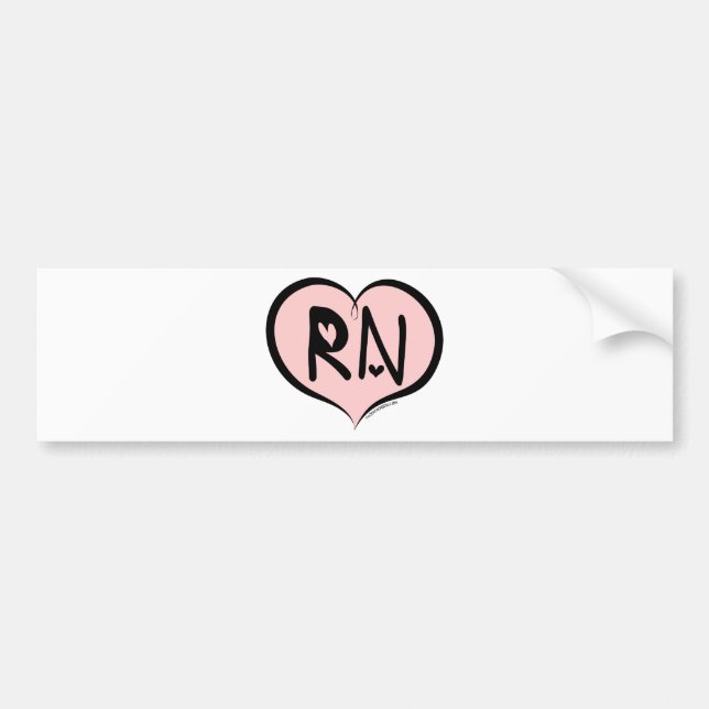 Pink Heart RN Bumper Sticker (Front)