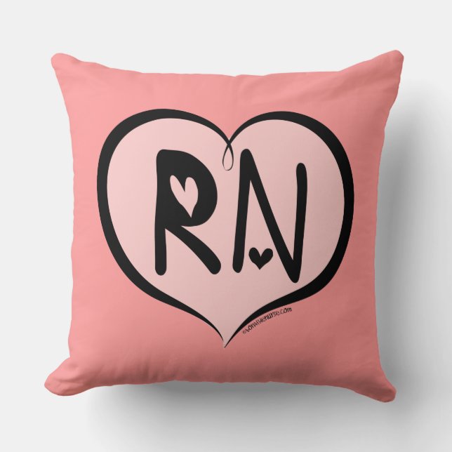 Pink Heart RN Throw Pillow (Front)