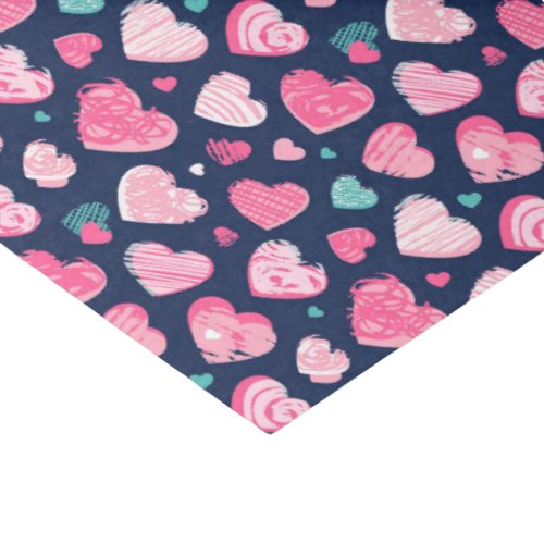 Pink Heart Romance Love Pattern Valentines Day Tissue Paper