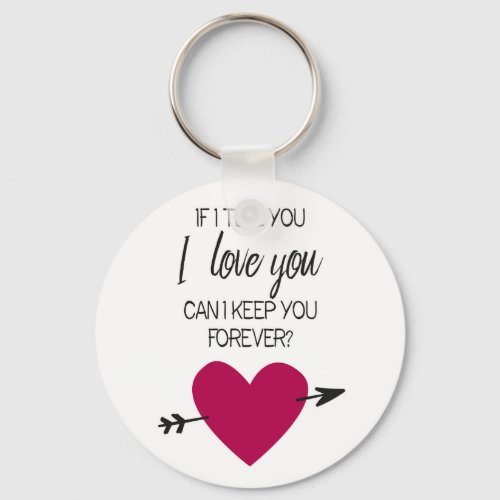 Pink heart Romantic quote Valentine Keychain