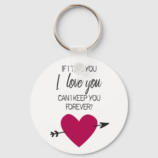 Pink heart Romantic quote Valentine Keychain (Front)