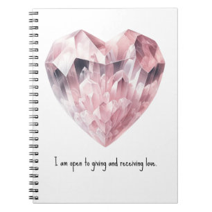 Pink Heart Rose Quartz Crystal Love Spell Magic Notebook