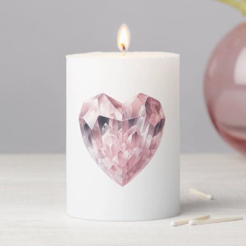 Pink Heart Rose Quartz Crystal Love Spell Magic  Pillar Candle
