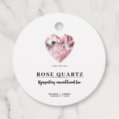 Pink Heart Rose Quartz Love Crystal Wedding Favor Tags