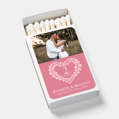 Pink heart rose quartz wedding anniversary favor matchboxes