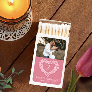 Pink heart rose quartz wedding anniversary favor matchboxes