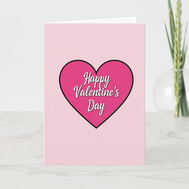 Pink Heart Script Valentines Day Card (Front)