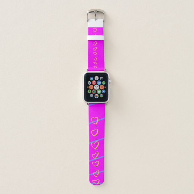 Pink Heart Scroll Apple Watch Band (Front)