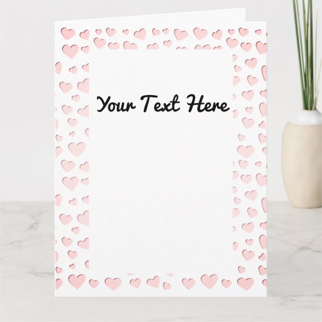 Pink Heart Shape Faux Paper Cut Out Card (Front)