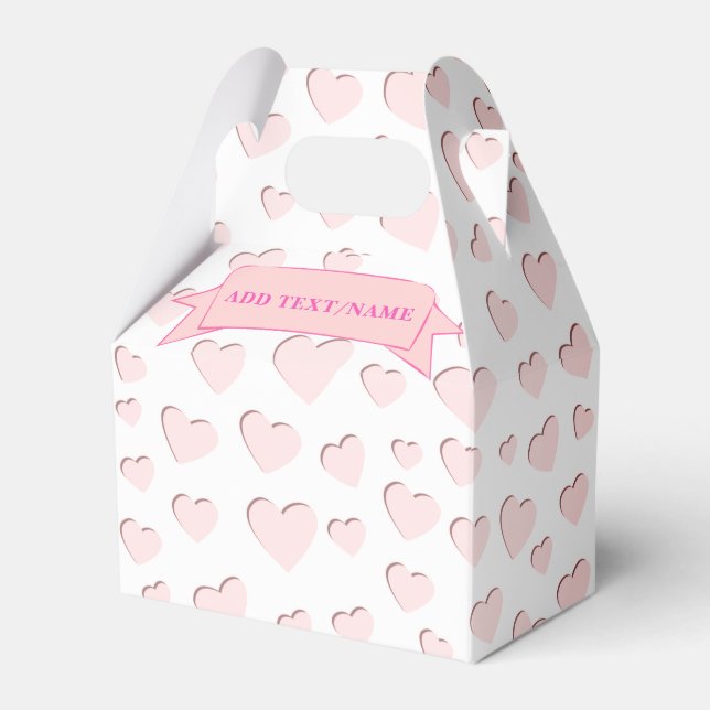 Pink Heart Shape Faux Paper Cut Out Favor Boxes (Front Side)