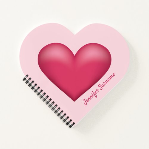 Pink Heart Shape Illustration With Custom Text Notebook