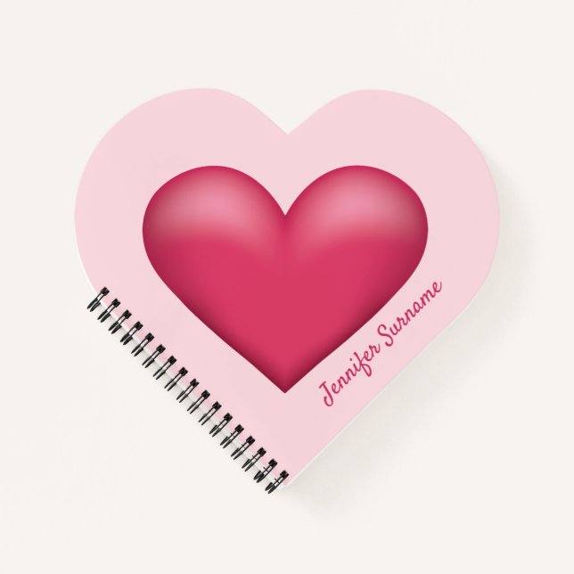 Pink Heart Shape Illustration With Custom Text Notebook (Front)