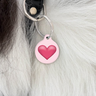 Pink Heart Shape On Light Pink With Pet's Info Pet ID Tag