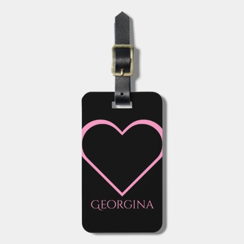Pink Heart Shape  Personalized Name Luggage Tag