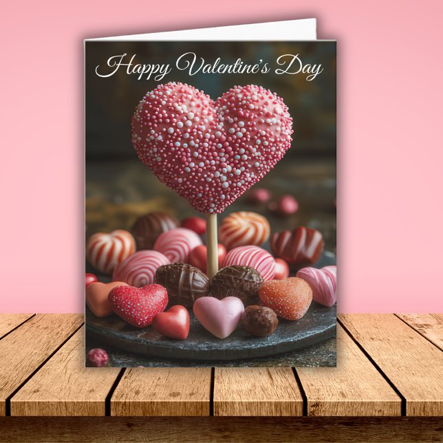 Pink Heart-shaped Cakepop Valentine's Greeting Card (Creator Uploaded)
