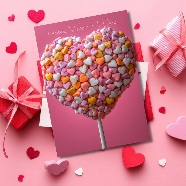 Pink Heart-shaped Cakepop Valentine's Greeting Card (Creator Uploaded)