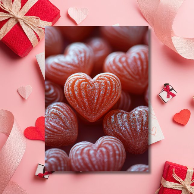 Pink Heart-shaped Candys Valentine's Greeting Card (Creator Uploaded)