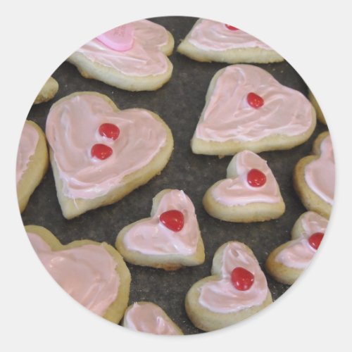Pink Heart Shaped Cookies Classic Round Sticker