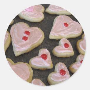 Pink Heart Shaped Cookies Classic Round Sticker