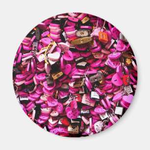 Pink Heart-Shaped Love Locks in Verona Magnet