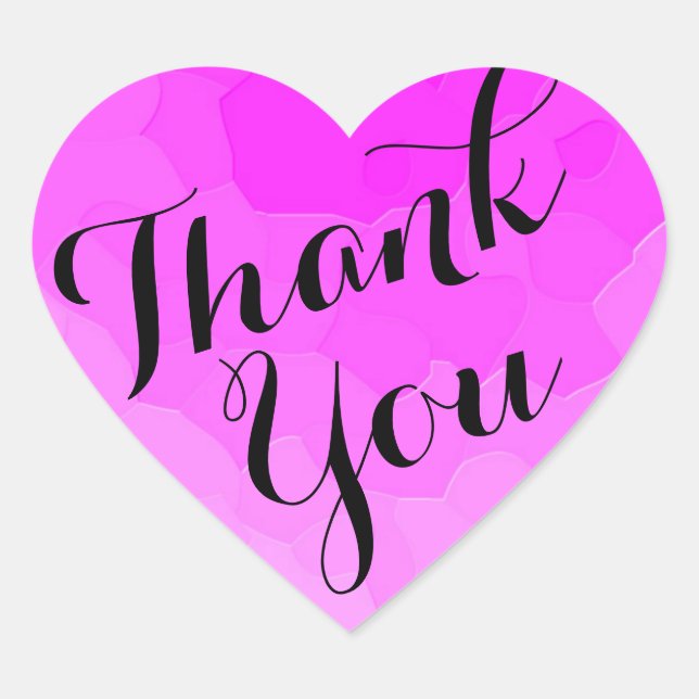 Pink Heart-Shaped Party Favor Thank You Stickers (Front)