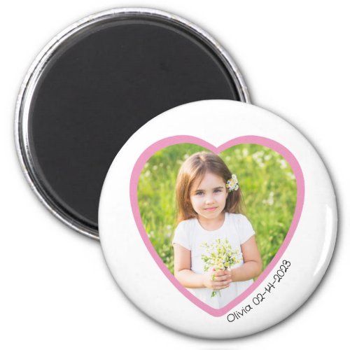 Pink Heart Shaped Photo Magnet 