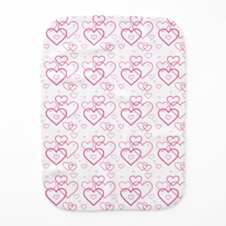 Pink Heart Shapes Pattern Baby Burp Cloth