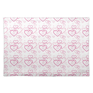 Pink Heart Shapes Pattern Cloth Placemat