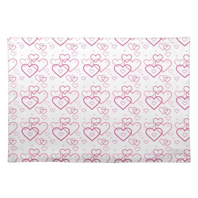 Pink Heart Shapes Pattern Cloth Placemat (Front)