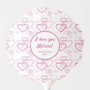 Pink Heart Shapes Pattern & Custom Love Message Balloon