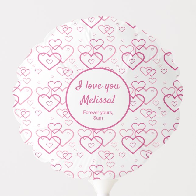 Pink Heart Shapes Pattern & Custom Love Message Balloon (Front)