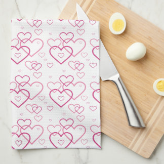 Pink Heart Shapes Pattern Kitchen Towel