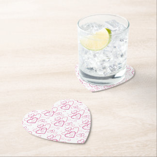 Pink Heart Shapes Pattern Paper Coaster