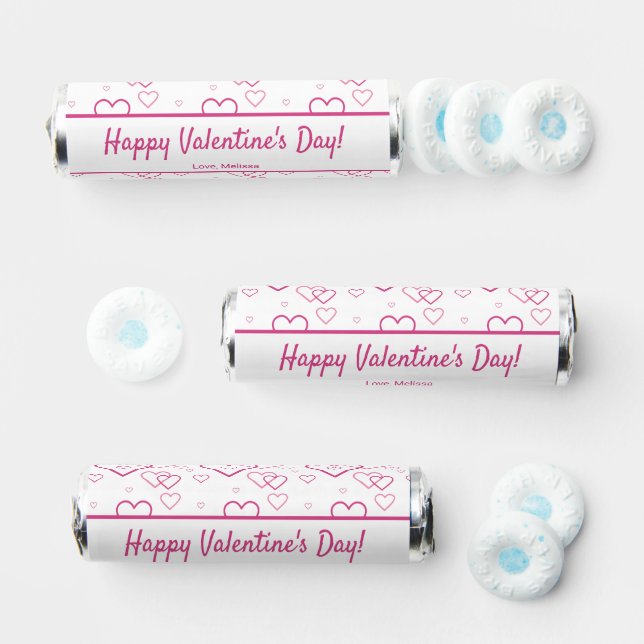 Pink Heart Shapes Pattern & Text - Valentine's Day Breath Savers® Mints (Assorted)