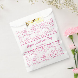 Pink Heart Shapes Pattern &amp; Text - Valentine's Day Favor Bag