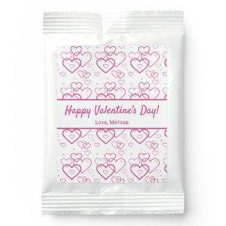 Pink Heart Shapes Pattern &amp; Text - Valentine's Day Hot Chocolate Drink Mix