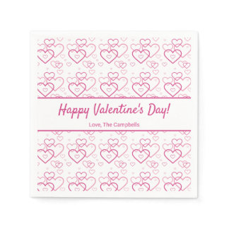 Pink Heart Shapes Pattern &amp; Text - Valentine's Day Napkins