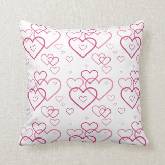 Pink Heart Shapes Pattern Throw Pillow