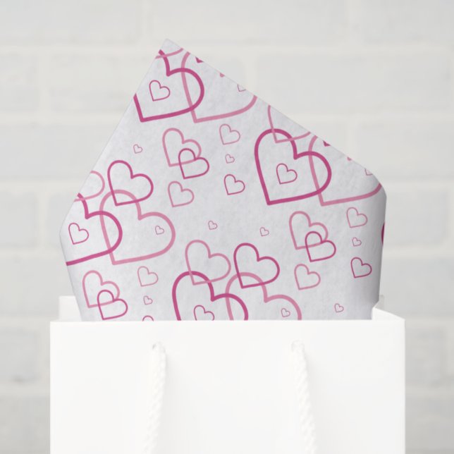 Pink Heart Shapes Pattern - Valentine's Day Tissue Paper (Gift Bag)
