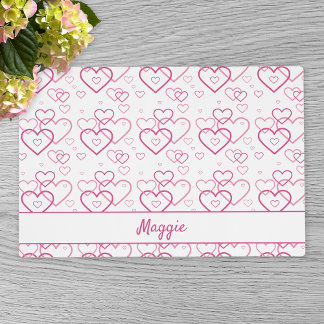 Pink Heart Shapes Pattern With Custom Name Placemat