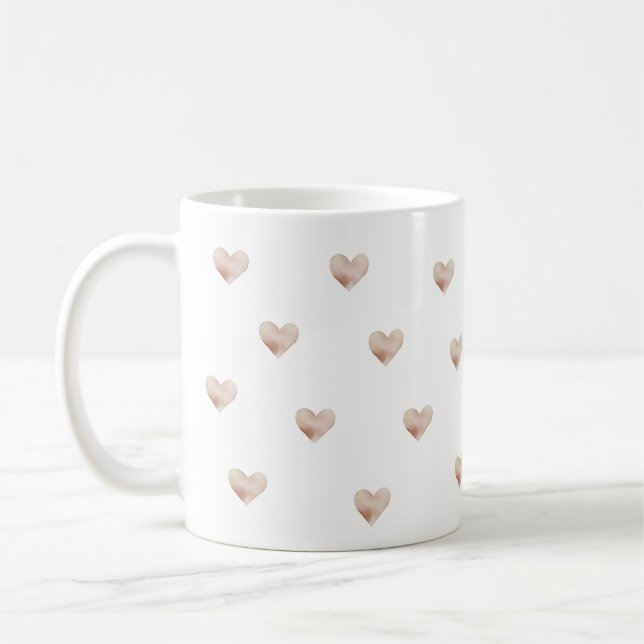 Pink Heart Simple Coffee Mug (Left)