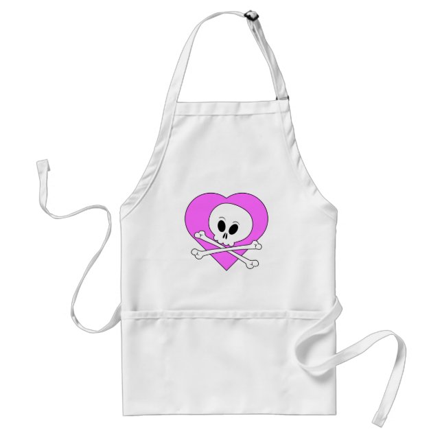 Pink Heart Skull Adult Apron (Front)