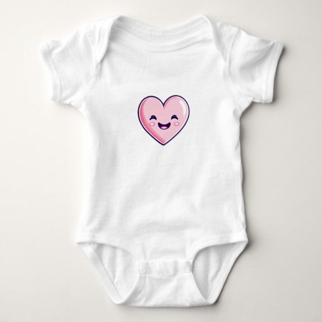 pink heart Smiling Baby Bodysuit (Front)